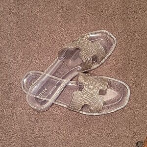 NEW STEVEN Sparkling Rhinestone Slide Sandals.
